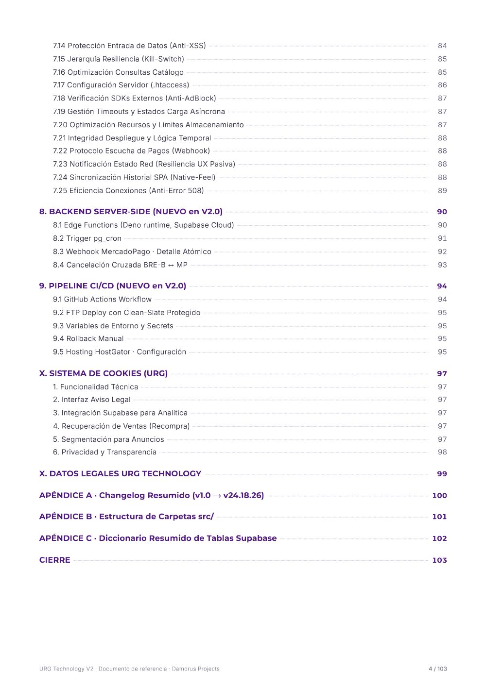 Página 4 del documento de referencia de URG Technology
