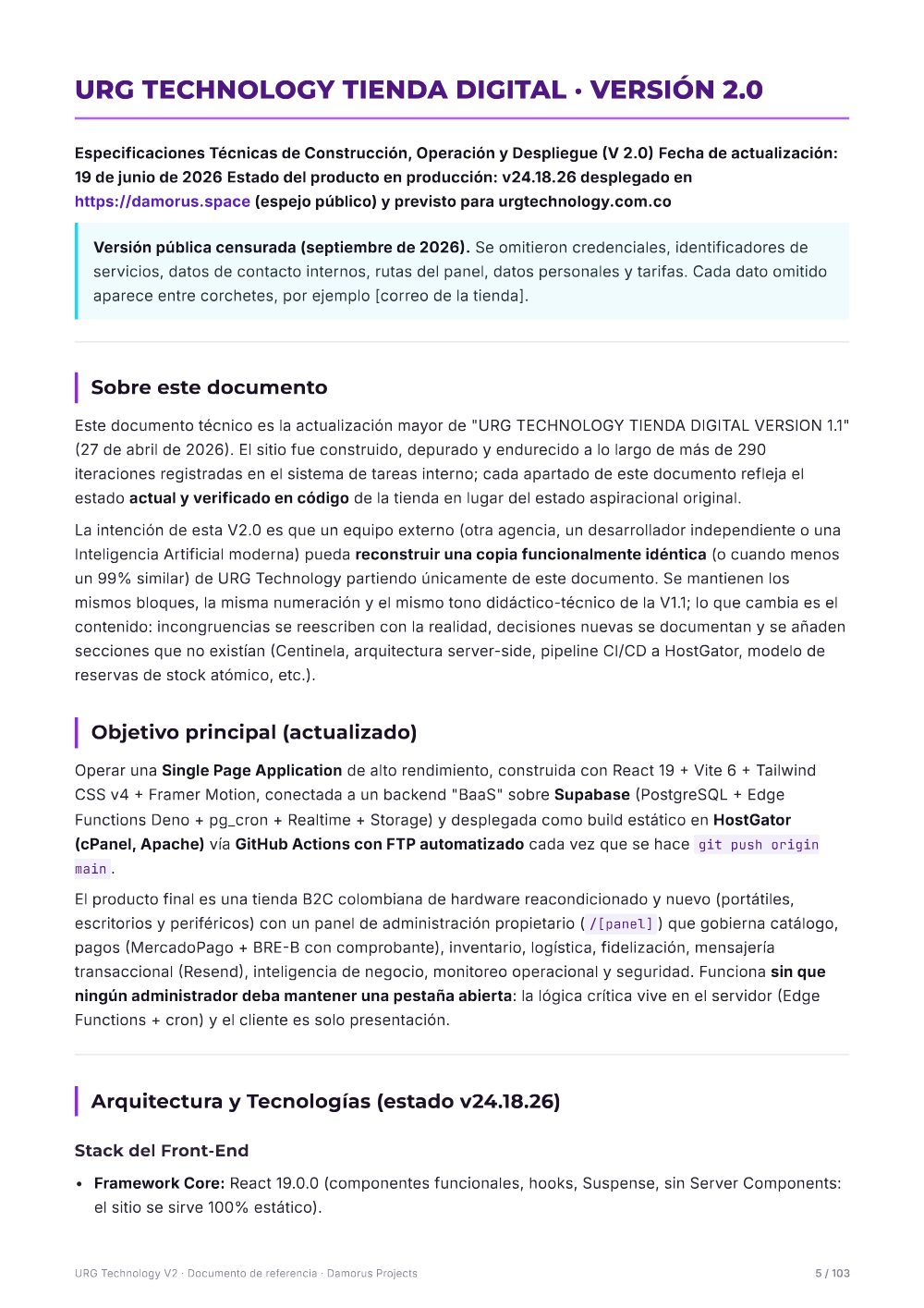 Página 5 del documento de referencia de URG Technology