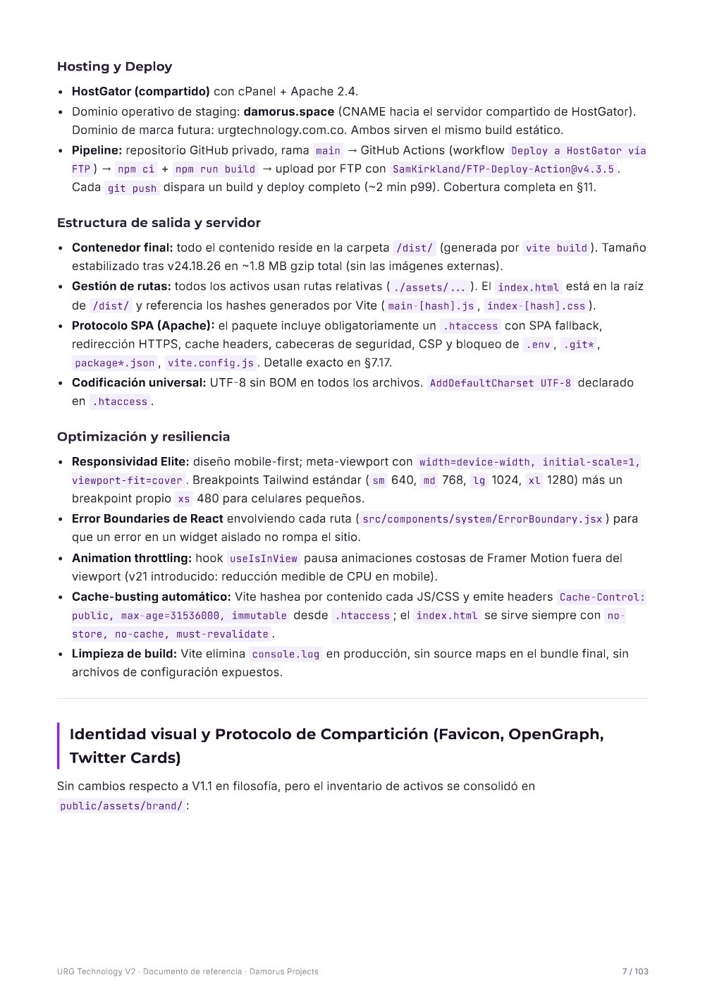 Página 7 del documento de referencia de URG Technology