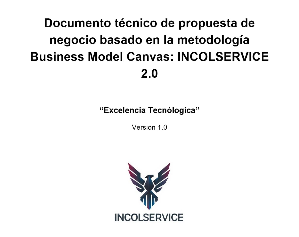 Portada de la propuesta de negocio INCOLSERVICE 2.0