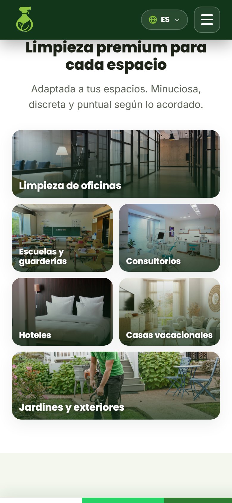 The site's ten photos come from different sessions and photographers, each checked individually before entering the project.