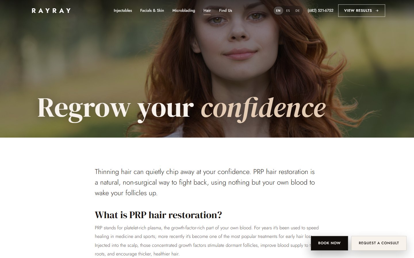 Hair restoration with PRP: a page that answers questions before the consultation.