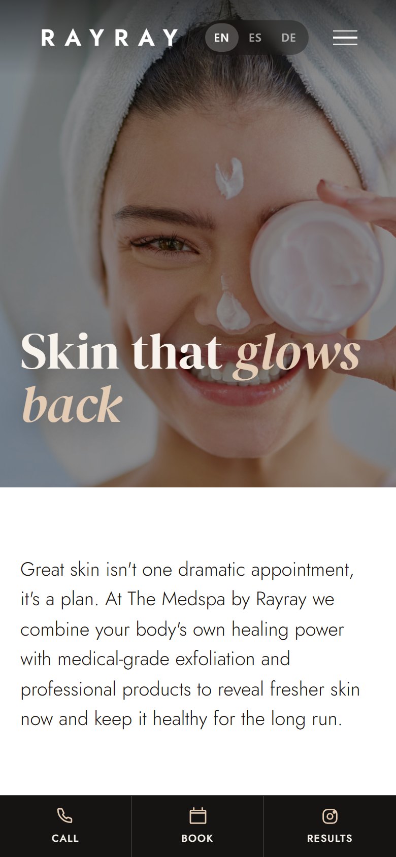 The black, bone, and nude palette, with a single skin-pink band, carries the site's magazine aesthetic.
