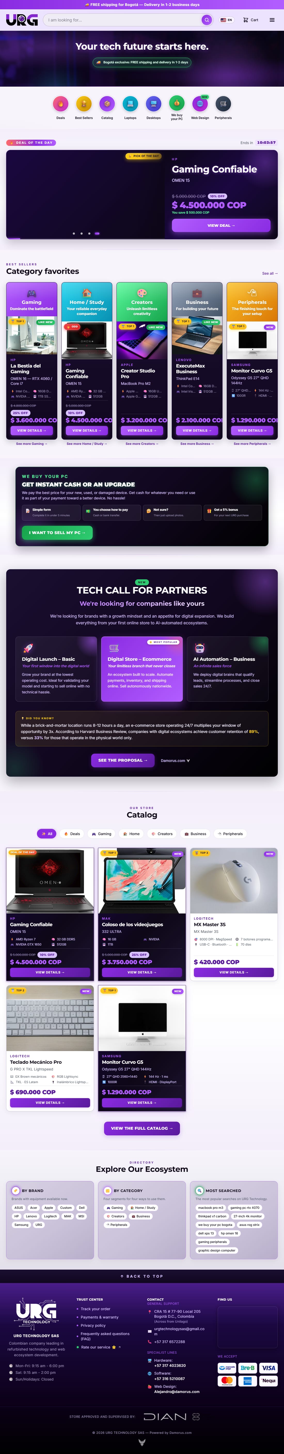 The full store home page.