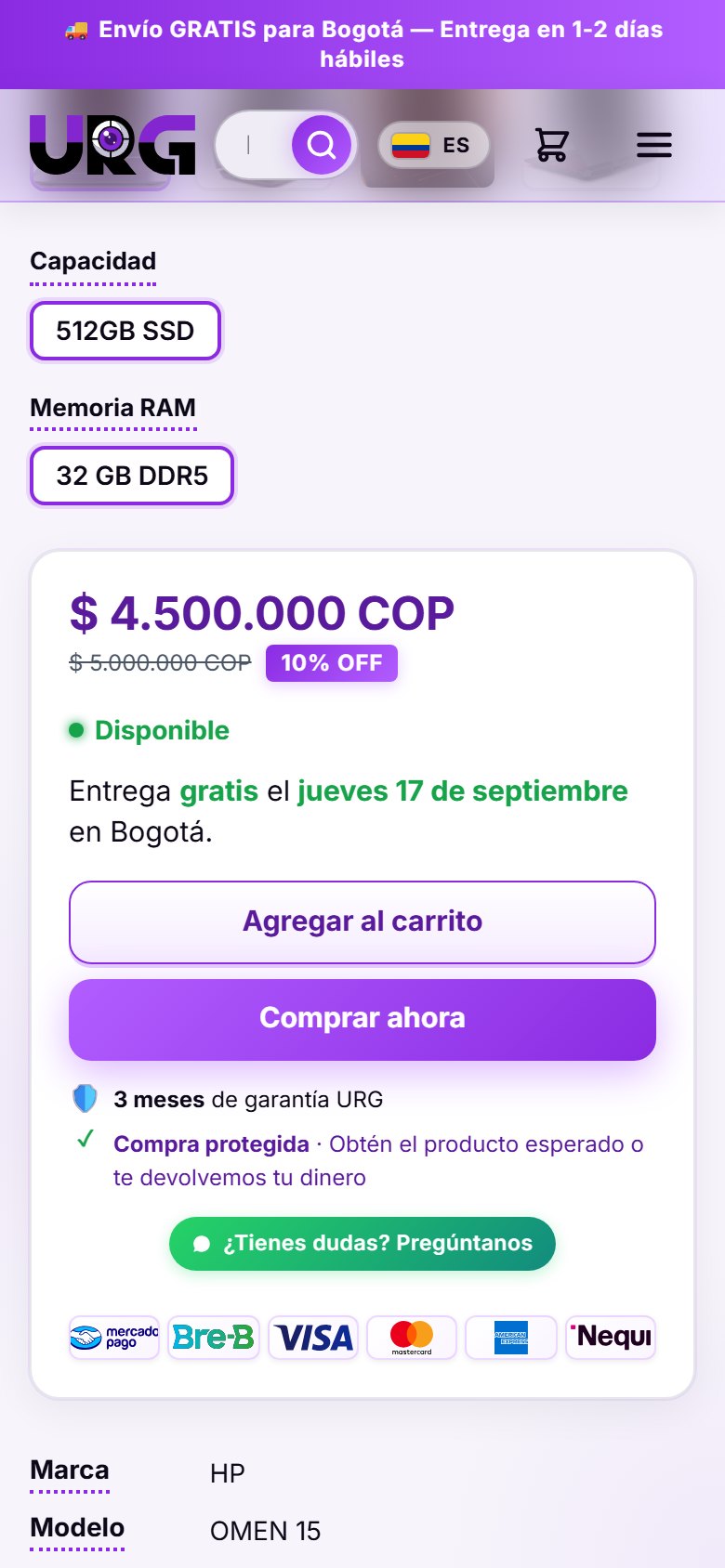La misma máquina en tres formatos: la ficha 1 para escanear, la ficha 2 para comparar y la ficha 3 para decidir, con su tooltip y su promesa de entrega.